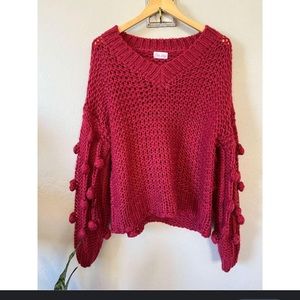 PINK LILY Over sized knit bubble sleeve sweater